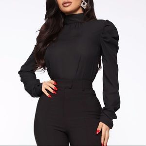Black chiffon top with ruffle sleeve